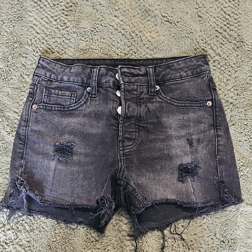Old Navy Black Distressed Denim Shorts